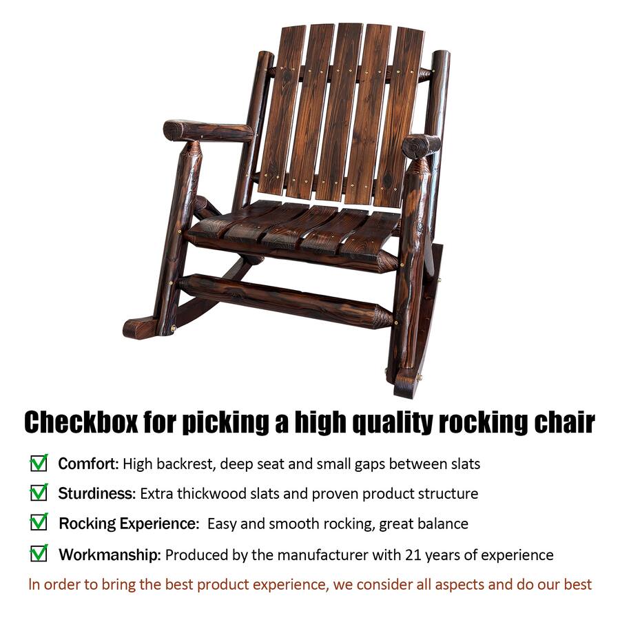 Furpro Rocking Chair Fortune Candy Rustic Solid Fir Wood Rocking Chair, Heavy Duty 700 lbs ...