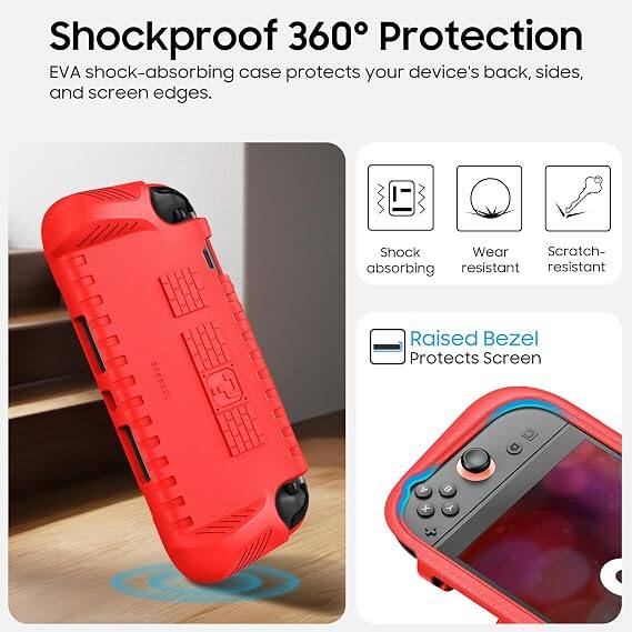 Shockproof 360° Protection  
EVA shock-absorbing case protects your device's back, sides, and screen edges.  
Shock absorbing  
Wear resistant  
Scratch-resistant  
Raised Bezel Protects Screen