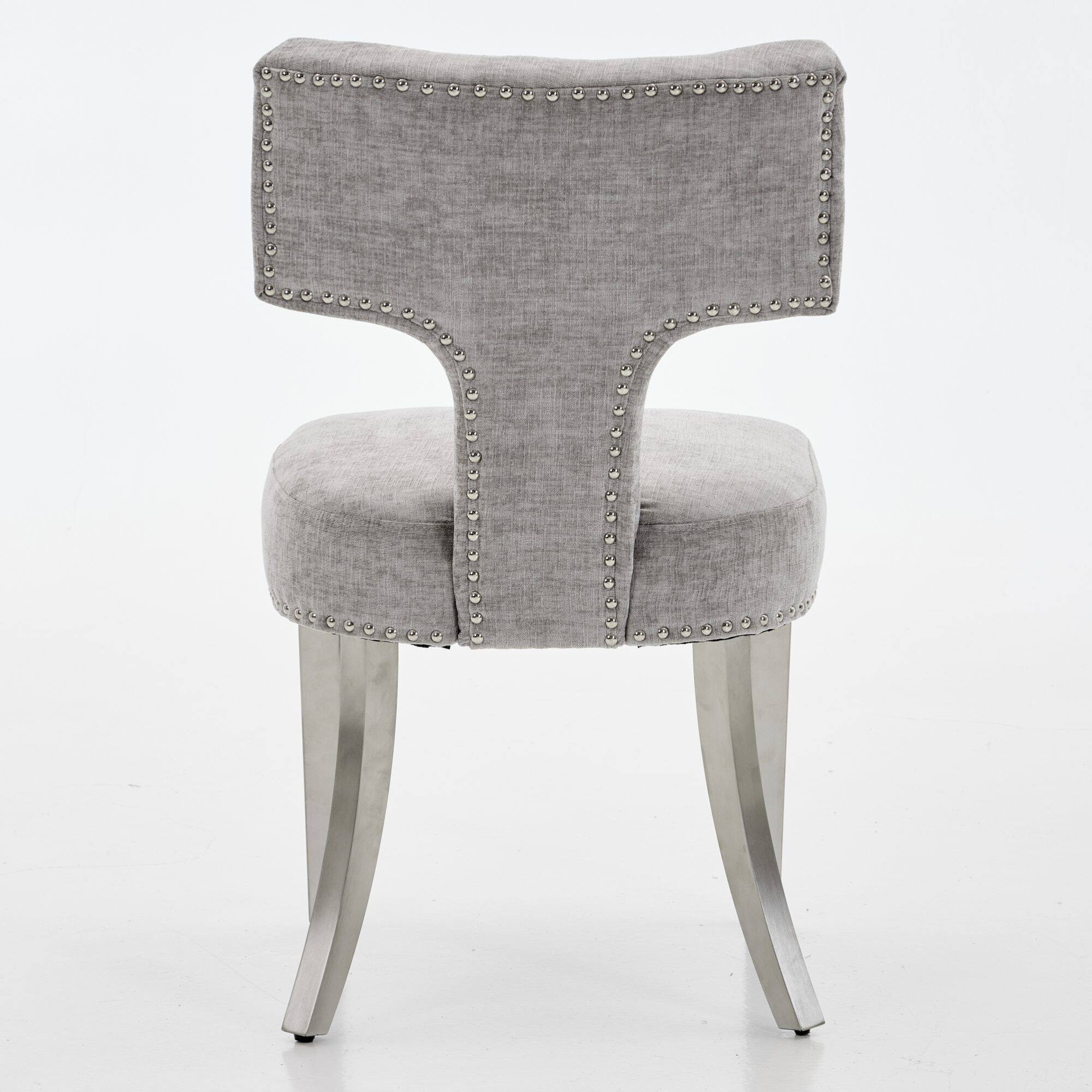 Alt View 2. GOODSILO - Modern Upholstered Dining Chairs Set of 2 with Curved Backrest and Stainless Steel Legs - Gray.