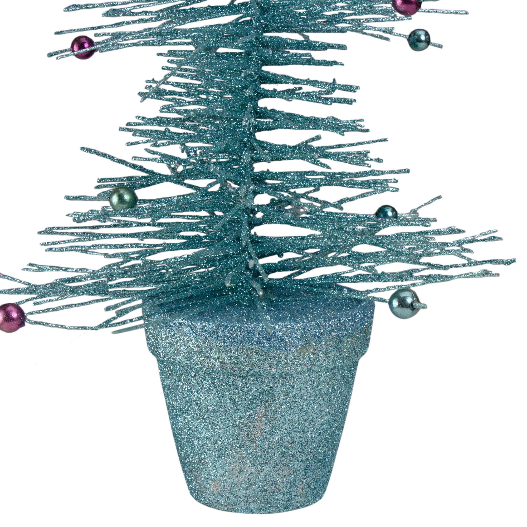 Alt View 3. Allstate - 16" Whimsical Turquoise Glittered Spike Table Tree - Unlit - Blue.