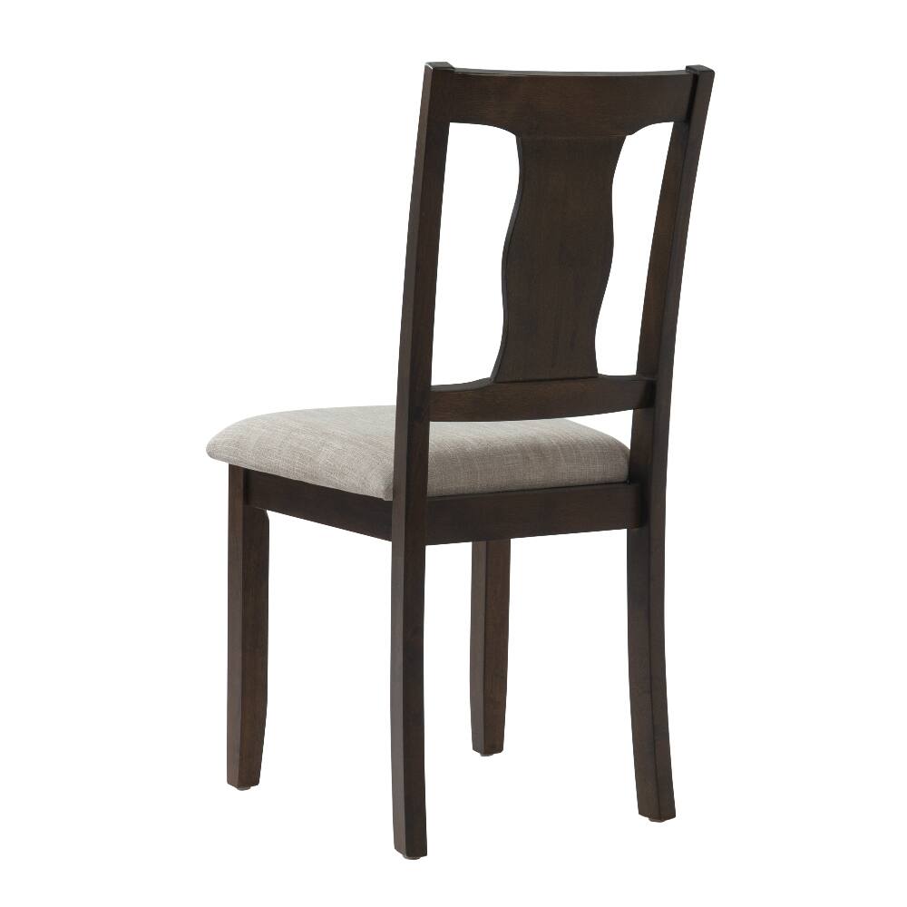 Alt View 3. Loheer - Loheer Dining Chairs Set of 2 Mid-Century Modern Upholstered Espresso Beige - Espresso + Beige.