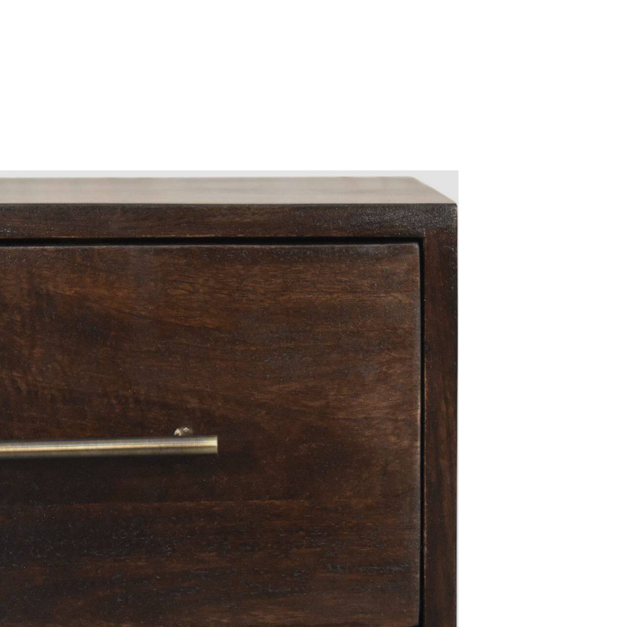 Alt View 1. Artisan Furniture - Artisan Furniture Solid Wood Spindle Mocha Bedside Table, 2 Drawers, Dark Brown - Dark brown.