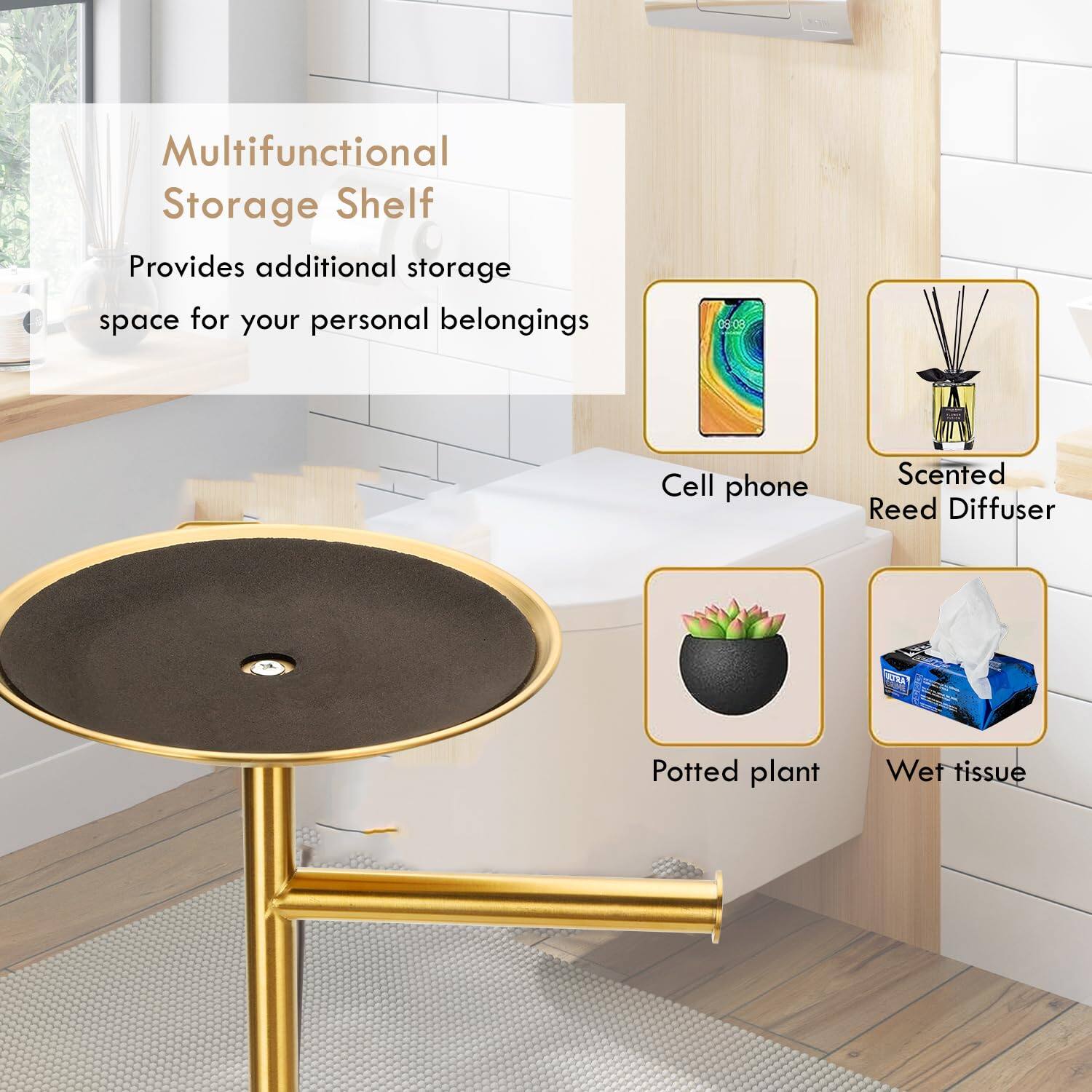 Multifunctional Storage Shelf  
Provides additional storage space for your personal belongings  

- Cell phone  
- Scented Reed Diffuser  
- Potted plant  
- Wet tissue