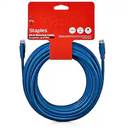 Staples TECH - 50' Cat-6 Ethernet Cable, Male to Male, (ST62450) - Blue