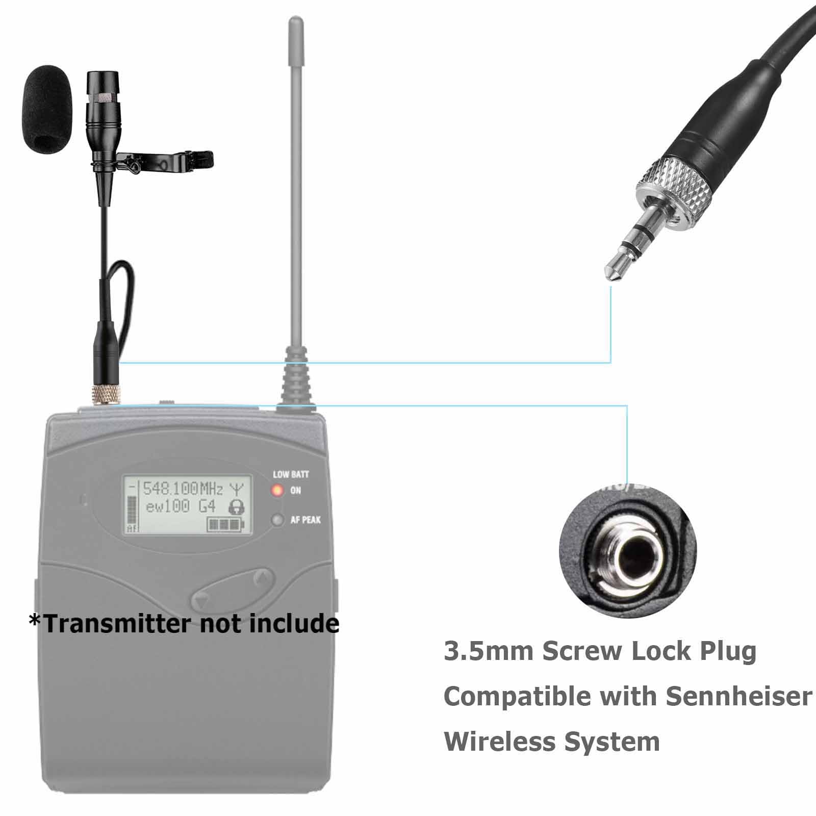 - 548.100MHz
- 548.00 MHz
- Y
- ew 100 G4
- LOW BATT ON
- AF PEAK
- *Transmitter not include
- 3.5mm Screw Lock Plug
- Compatible with Sennheiser Wireless System