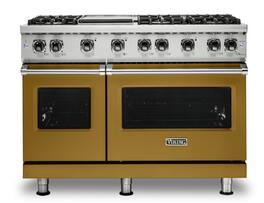 Viking - 6.1 Cu. Ft. 48"W. Professional 5 Series Freestanding Double Oven Liquid Propane Gas Convection Range - Golden Hour