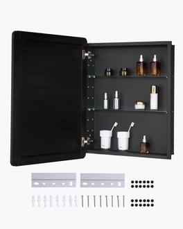 VEVOR - Medicine Cabinet, 24 x 30 inch, Medicine Cabinet for Bathroom with Mirror, Aluminum Frame Bathroom Wall Cabinet - Black