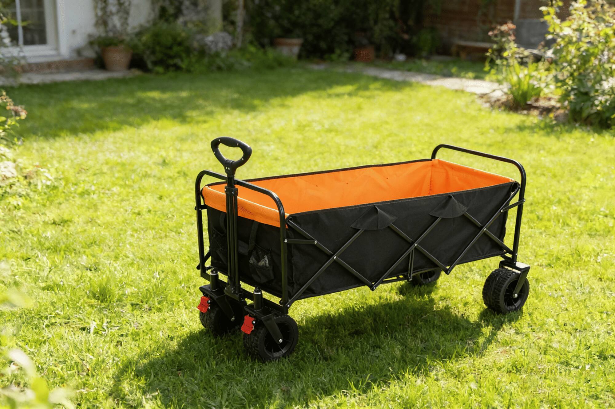 Left. Loheer - Loheer Extra Long Folding Wagon Beach Cart Large Capacity Heavy Duty Garden Shopping Collapsible Utility Cart.