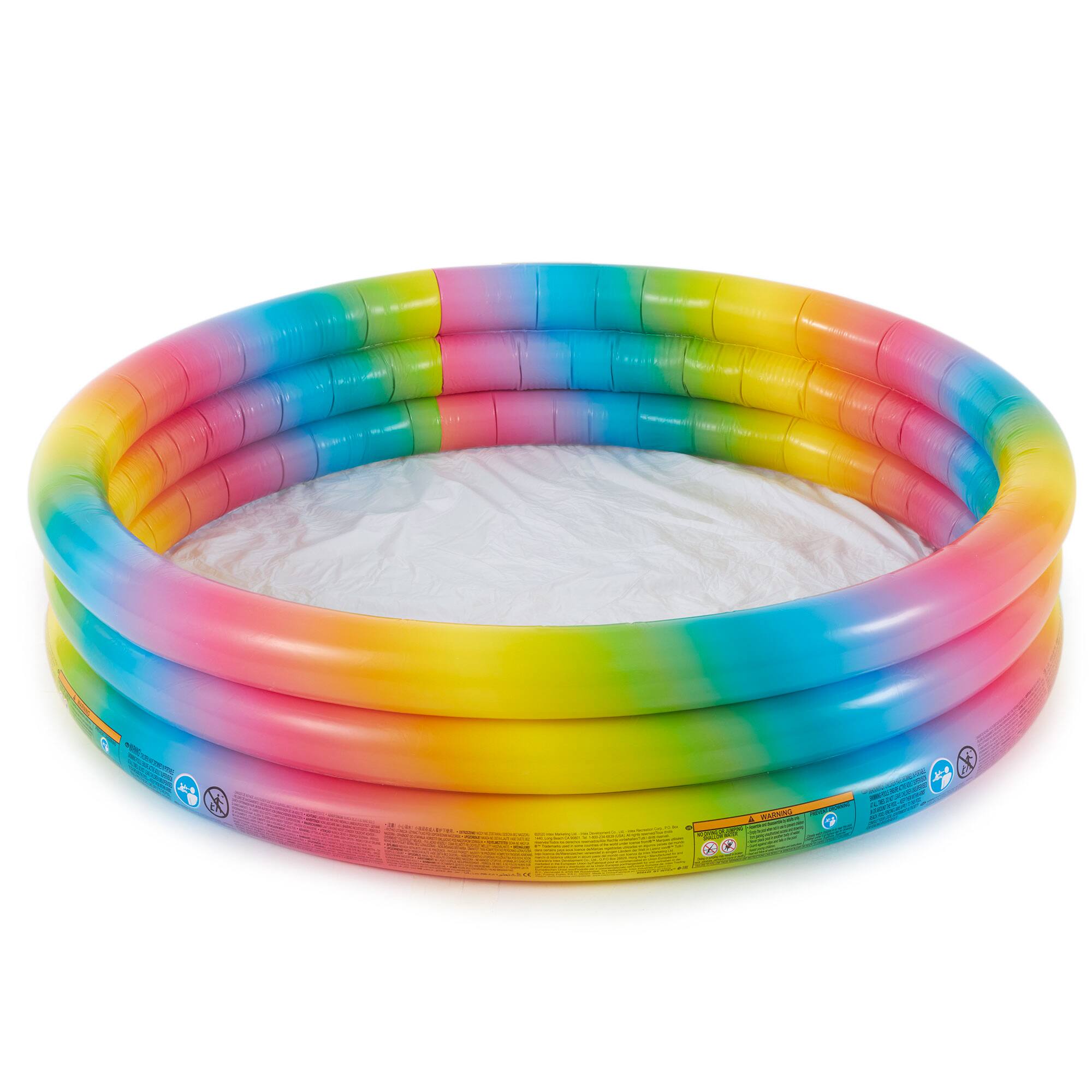 Alt View 2. Intex - Intex 58449EP Rainbow Ombre 3 Ring Round Inflatable Kids Outdoor Swimming Pool.