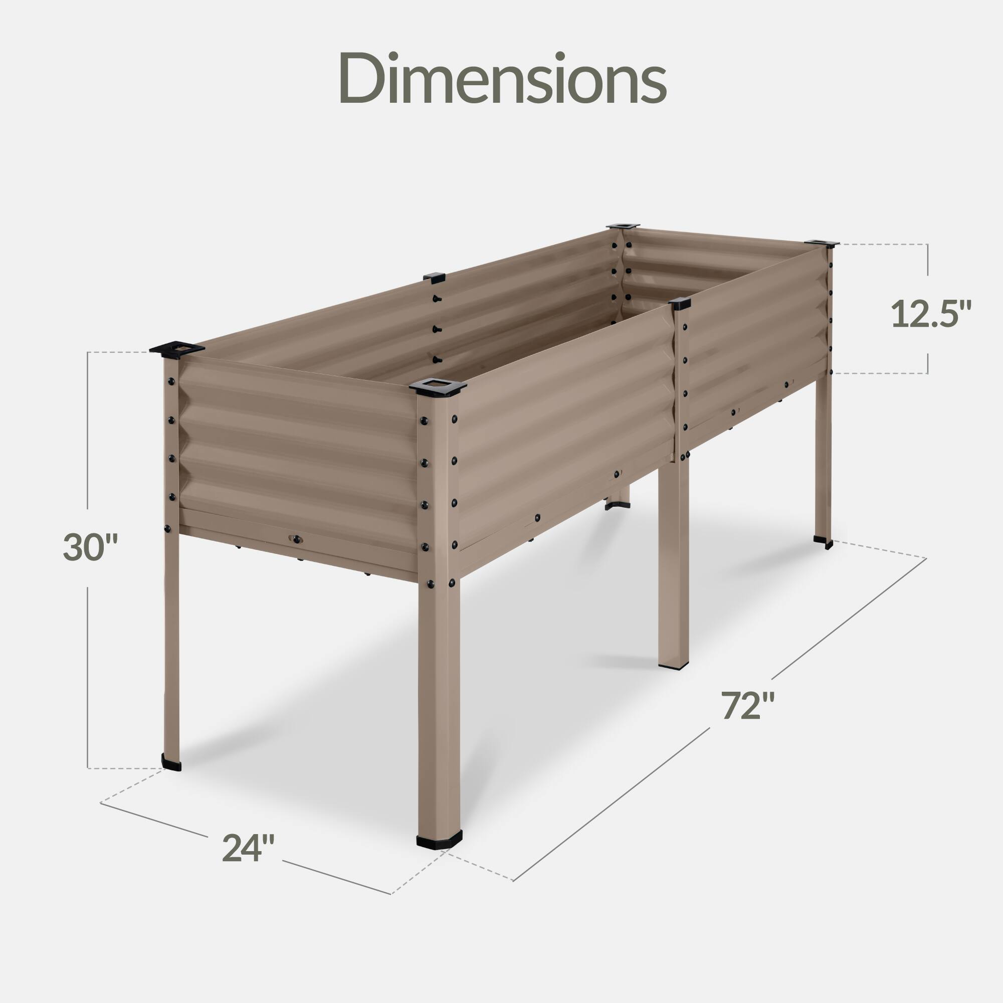 Dimensions: 12.5" x 30" x 72" x 24"