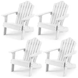 Gymax - 4PCS Kids Adirondack Chairs w/Tilted High Backrest Wide Armrests & Angled Seat - White