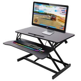 GOODSILO - Adjustable Height Standing Laptop Desk | Sit Stand Up Workstation with Keyboard Tray - Black