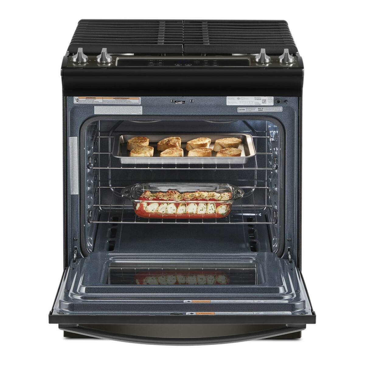 Angle. Whirlpool - Whirlpool - 5.0 Cu. Ft. WhirlpoolÂ® Gas Range with Frozen Bakeâ„¢ Technology .- Black Stainless - Black Stainless.