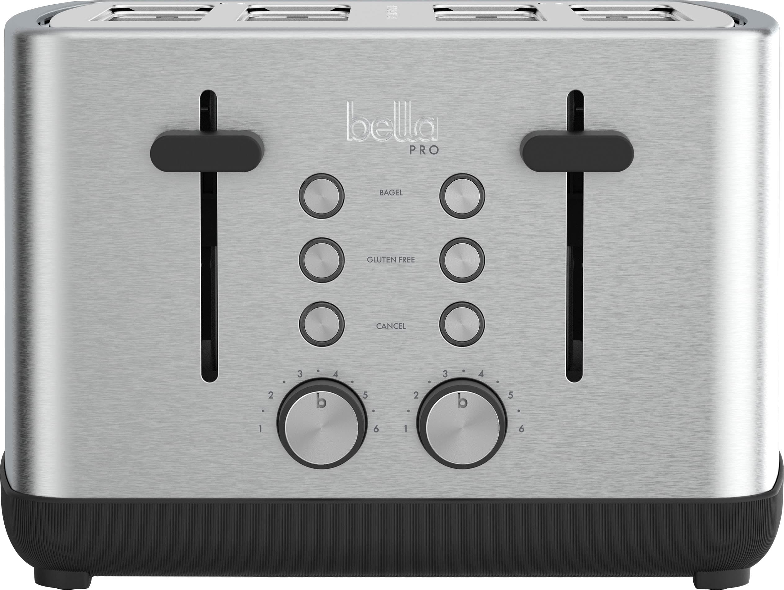 bella PRO - 4-Slice Toaster with Extra Wide Slots - Stainless Steel - Front_Zoom