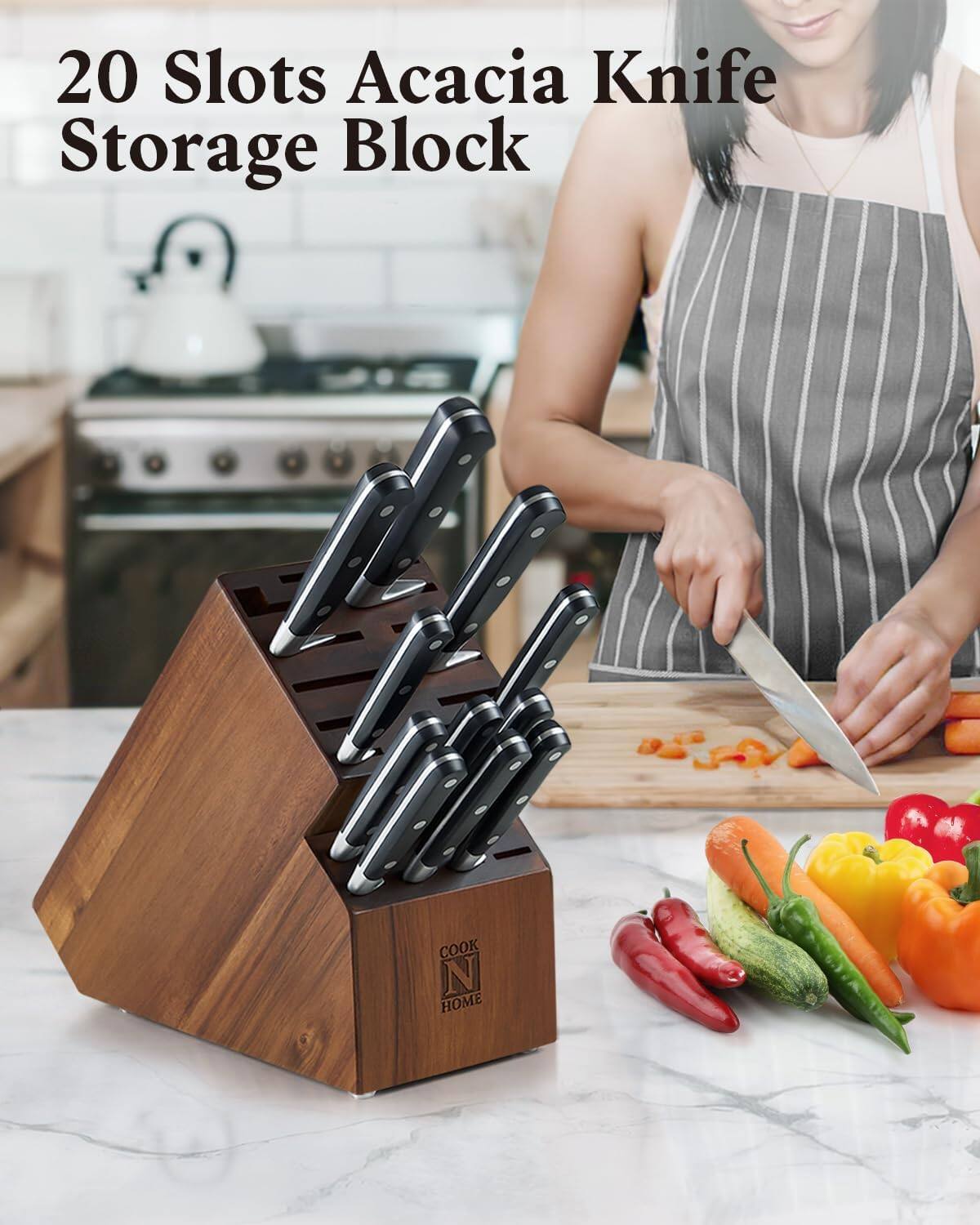 20 Slots Acacia Knife Storage Block

COOK N HOME