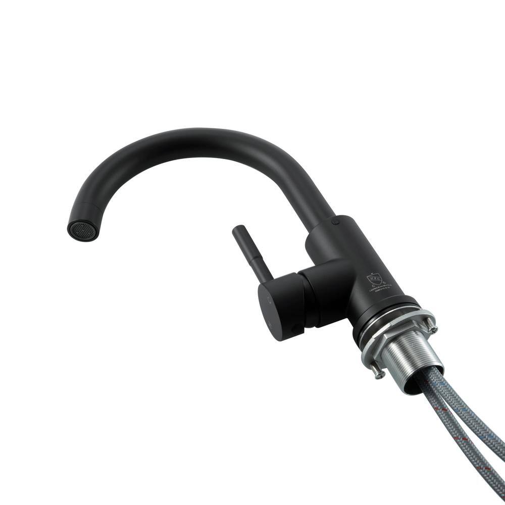 Alt View 2. Elegant Kitchen and Bath - Louis Single Hole Single Handle Bathroom Faucet in Matte Black - Matte Black.
