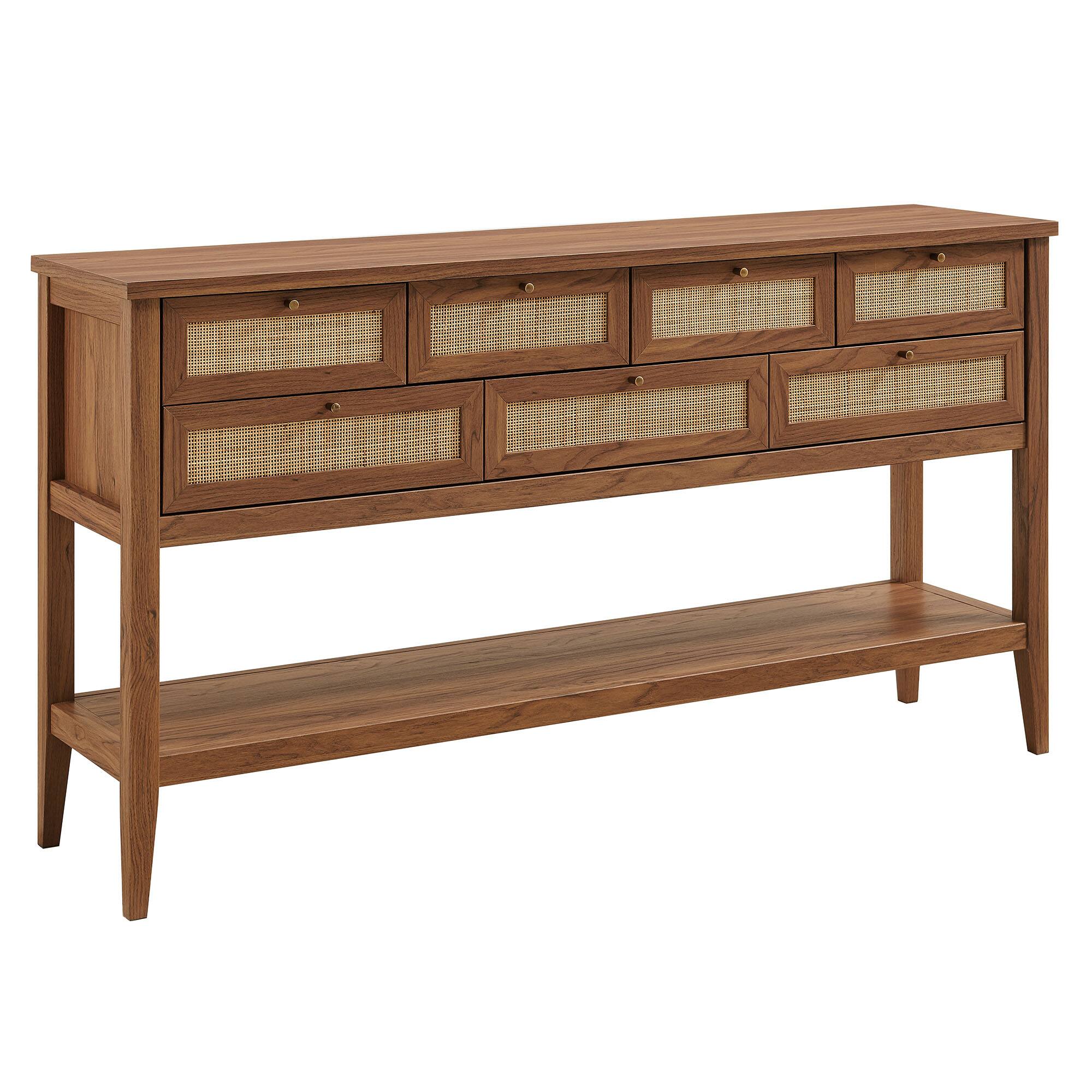 Angle. Modway - Soma 62 Inch Rattan Console Table by Modway - Walnut.