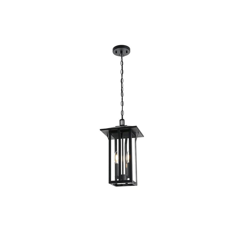 Angle. Elegant Lighting - Thayer 7 inch Outdoor Pendant in Black - Black.