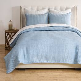 BreeBe - Homestead Coverlet Set 3-Piece Full/Queen - Sky Blue