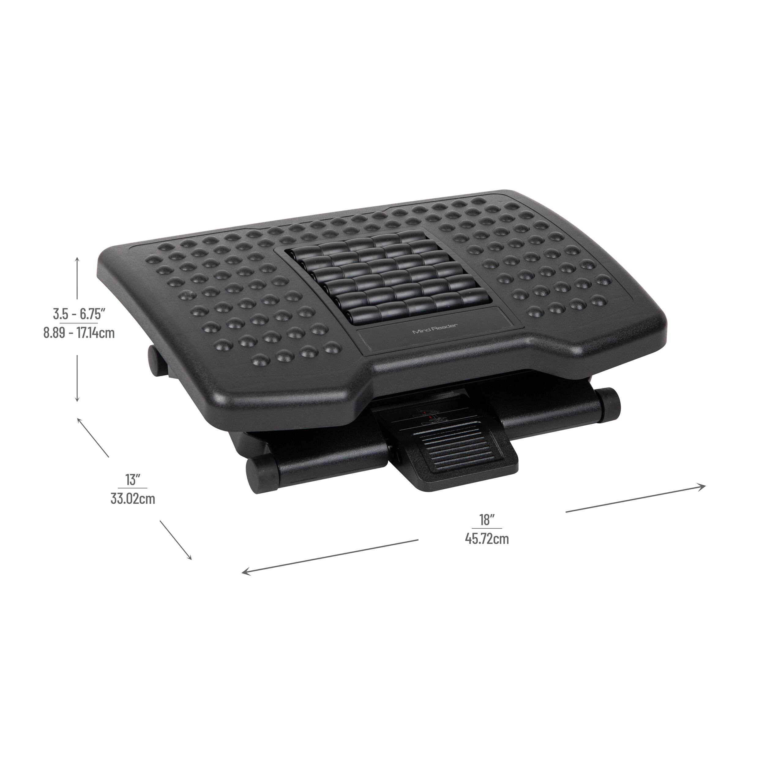 Alt View 12. Mind Reader - Foot Rest, Under Desk at Work, Ergonomic, Height Adjustable, Office, Plastic, 18"L x 13"W x 6.75"H - Black.