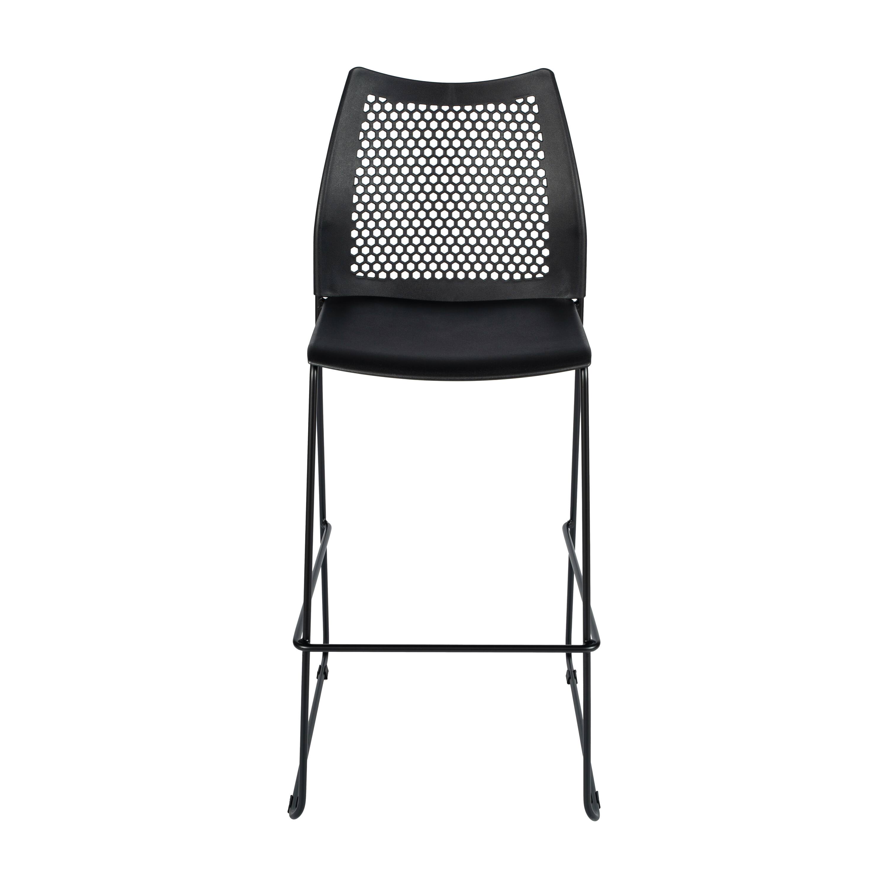 Angle. Flash Furniture - HERCULES Stack Bar Stool with Air-Vent Back and Powder Coated Sled Base - Black.