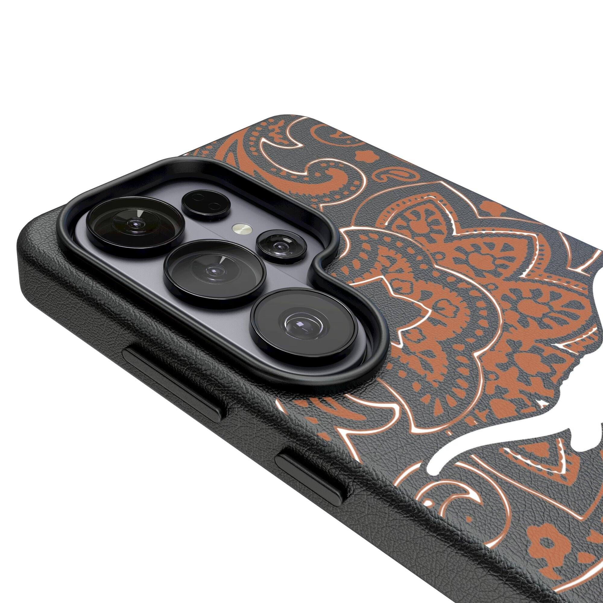 Alt View 2. Keyscaper - Texas Longhorns Paisley Galaxy Magnetic Bump Case - S25 - Black.