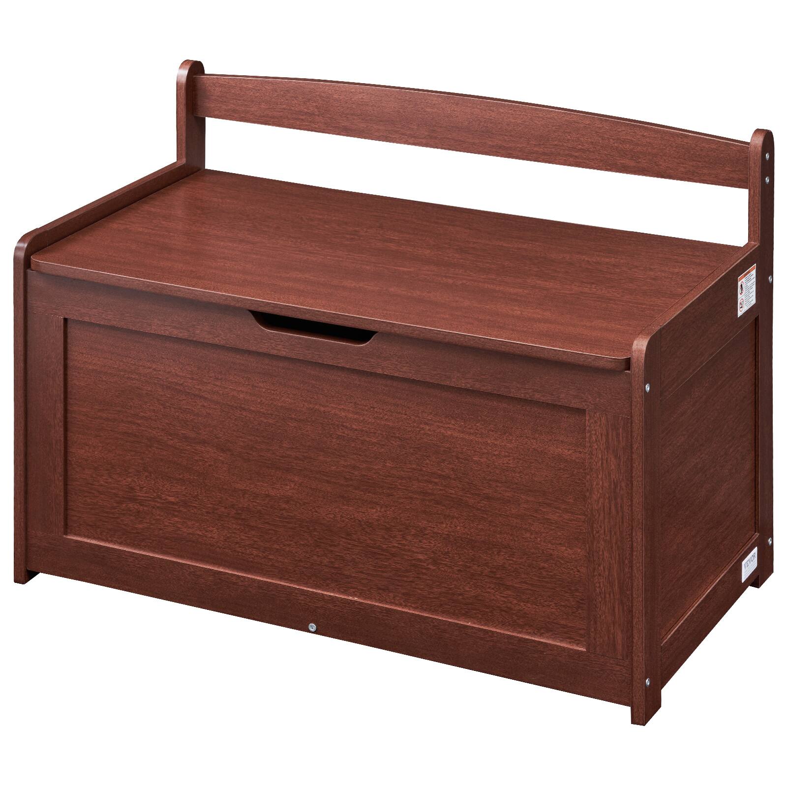 Alt View 5. VEVOR - Wooden Toy Chest for Kids, Toddler Toy Storage Box with Flip-Top Lid and Safety Hinge, 32.68 x 17.91 x 24.02" Large Kids - Brown.