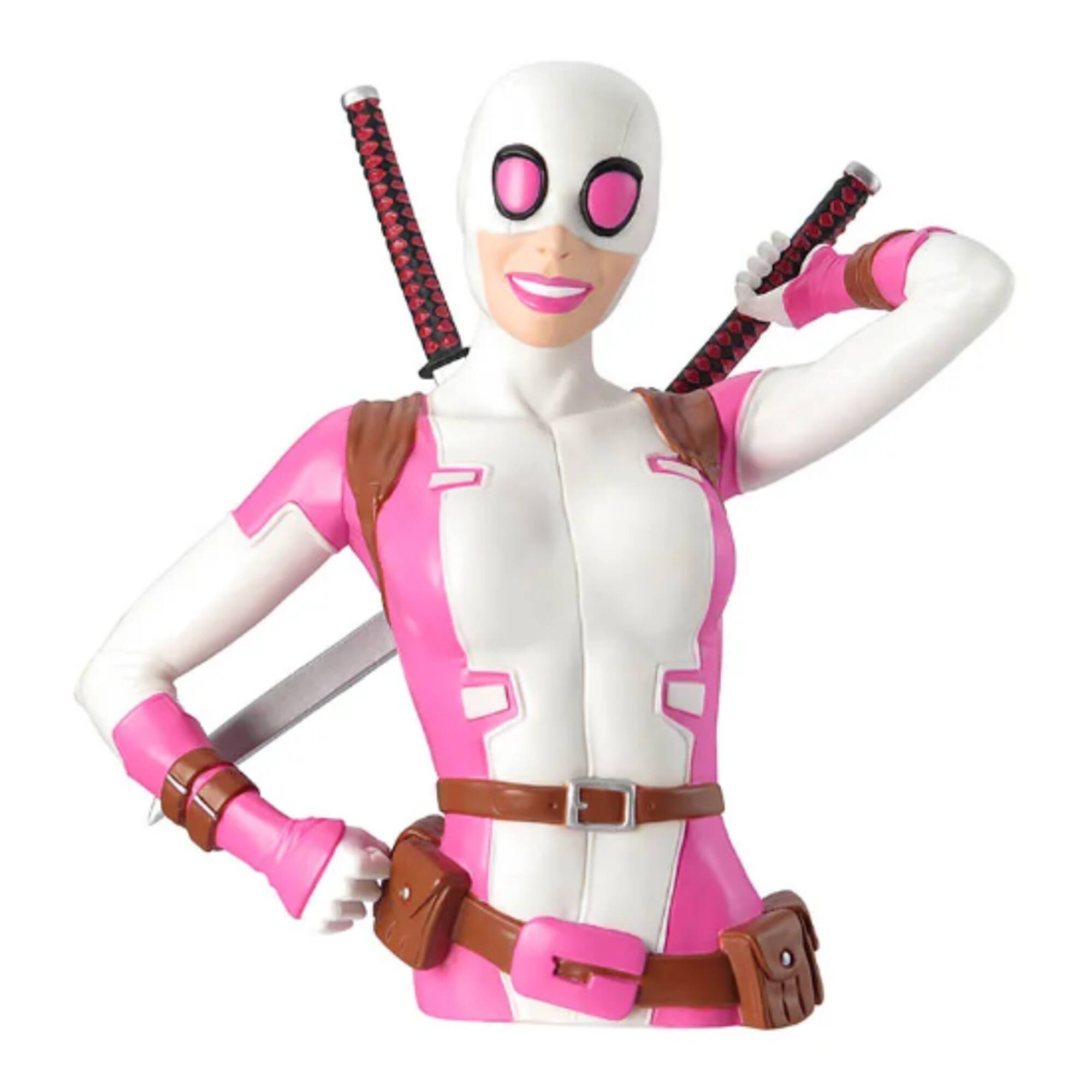 Front. Monogram - Monogram Marvel Gwenpool Figural Coin Bank - Pink.