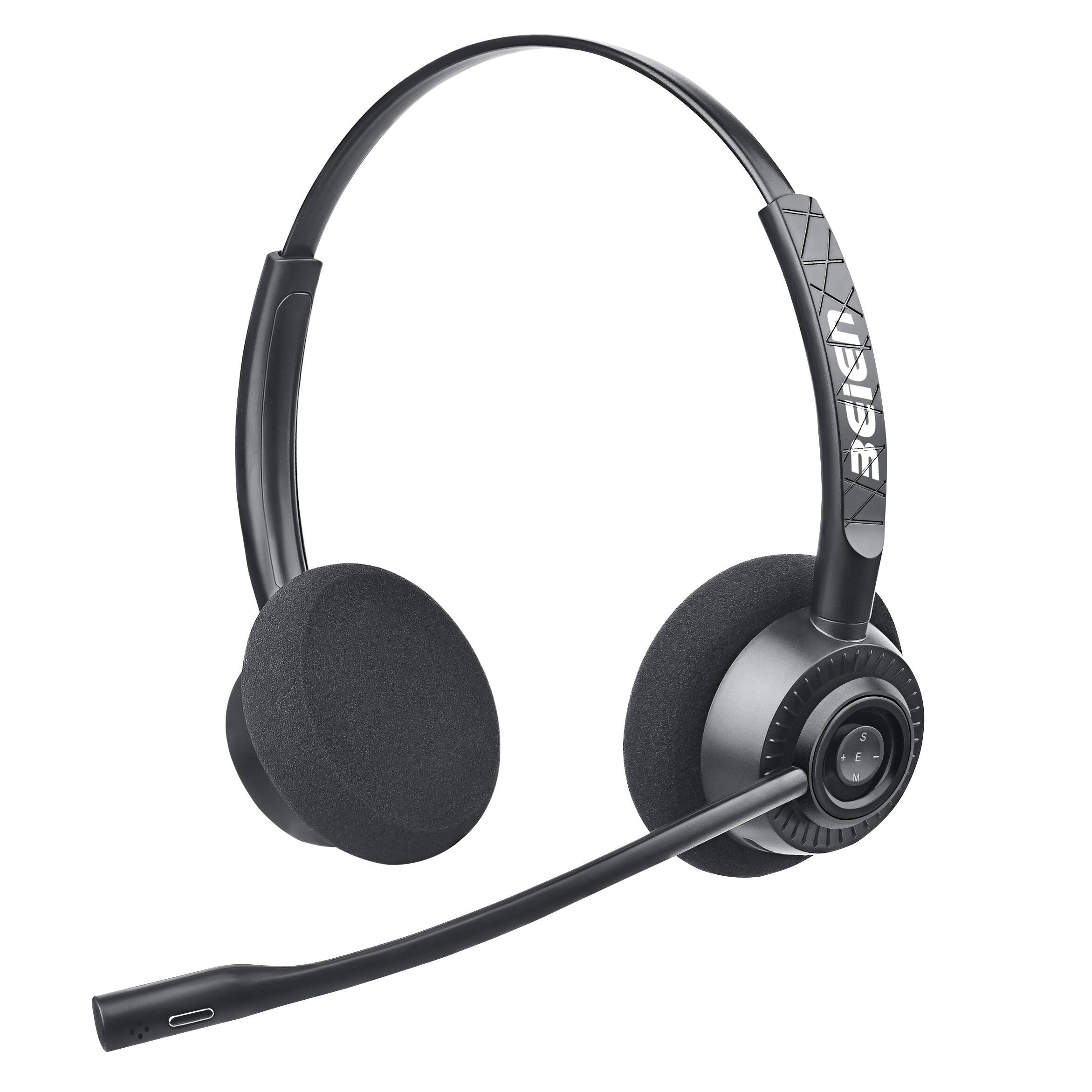 Alt View 4. Cluzine - Wireless Business Headset for Office and Call Center, Clear Sound Over-Ear Headphones for Phone Calls - Black.