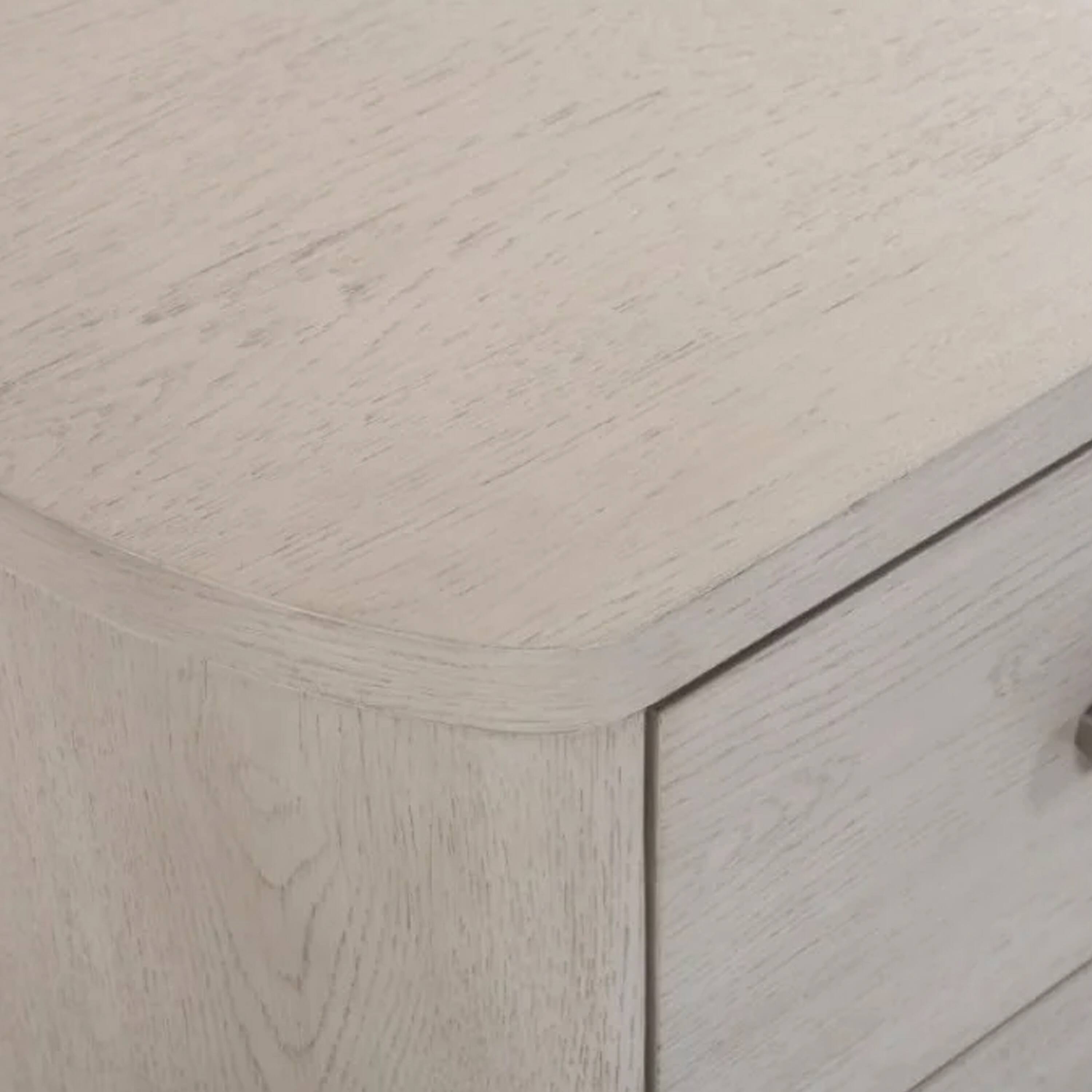 Alt View 2. Manhattan Lane - Celly Nightstand with USB Ports and 2 Drawers - White Oak, Pewter.