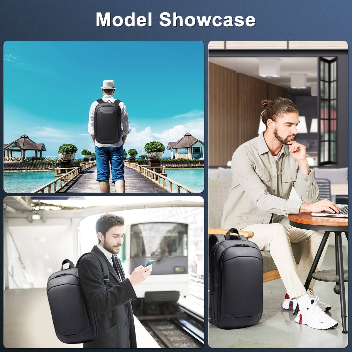 Alt View 6. Live At Space - Business Backpack For Men 17 Inch Slim   Expandable Waterproof Travel Laptop With Usb Port Anti theft Lightweight Large - White.