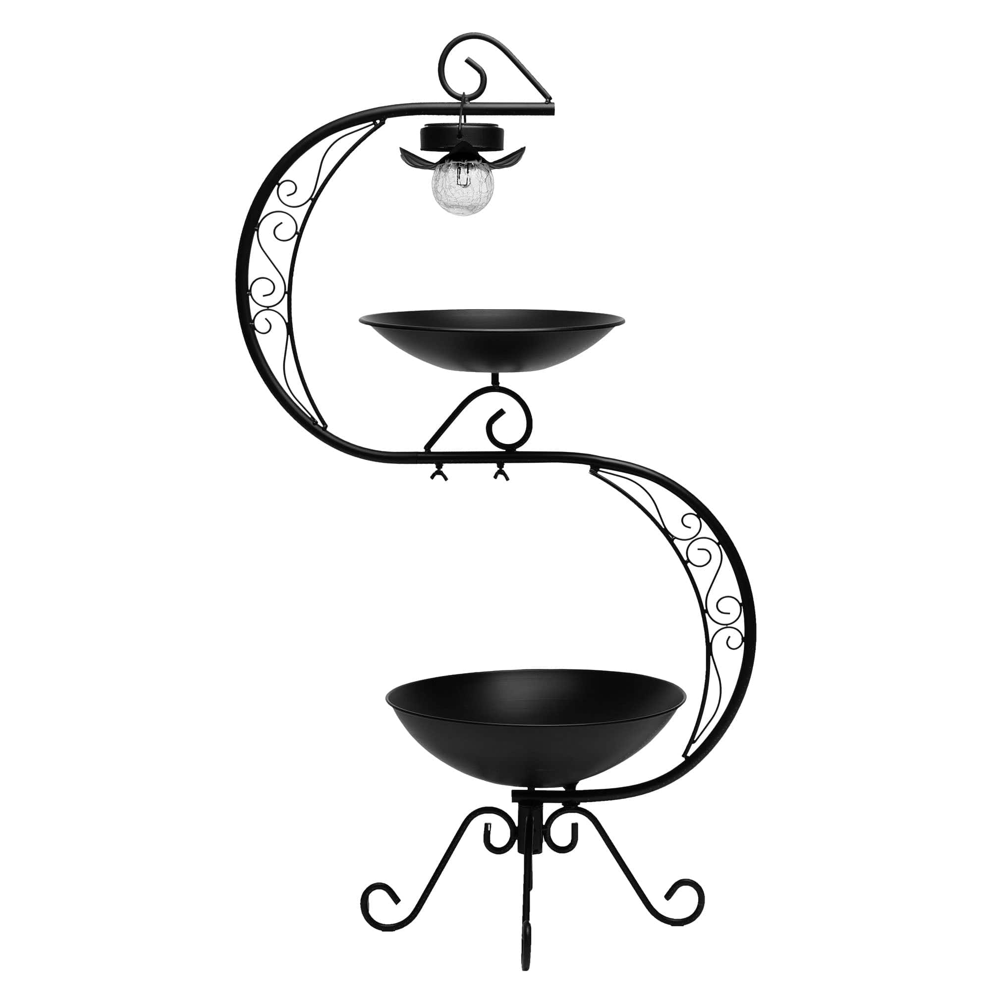 "G128 - 2-Tier 36\"" Bird Bath with Flower Planter Pedestal and Solar Light, Metal Outdoor Birdbath for Garden Patio Lawn - Black" price history on PriceWatchPro
