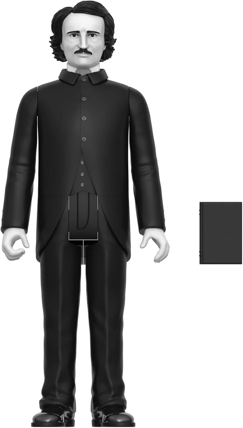 Alt View 3. Super7 - Edgar Allan Poe (Grayscale) Collectible Action Figure.