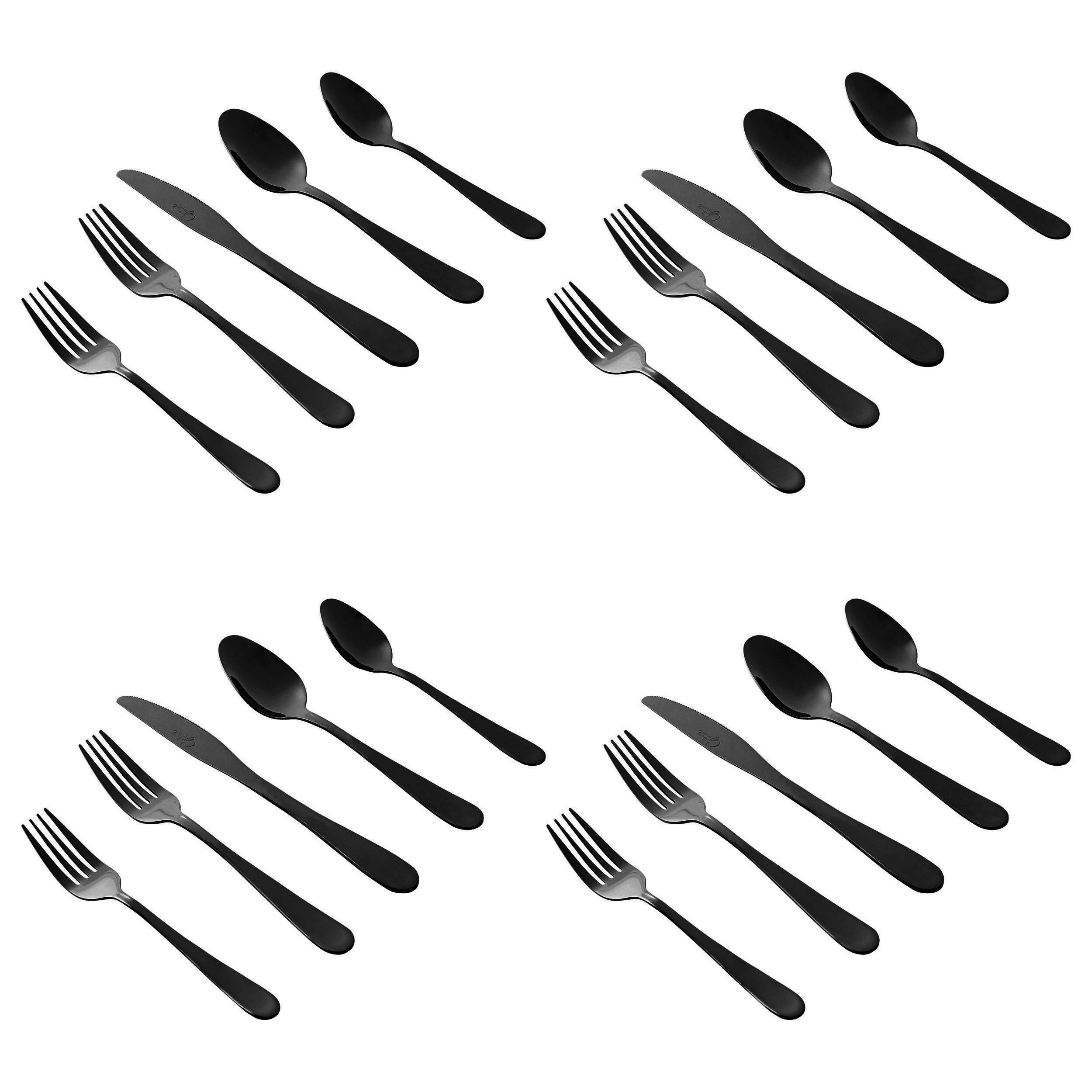 Alt View 1. Gibson - Gibson Home Stravidia 20 Piece Flatware set in Black Stainless Steel - Black.