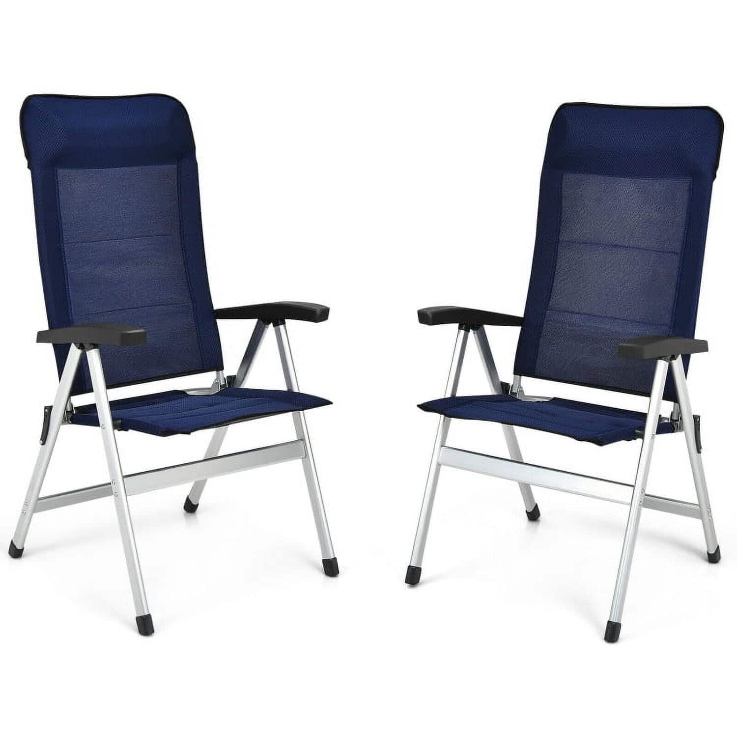 Kadyn - 2Pcs Patio Dining Chair with Adjust Portable Headrestn, Outdoor Dining Chair for Outside Patio - Blue