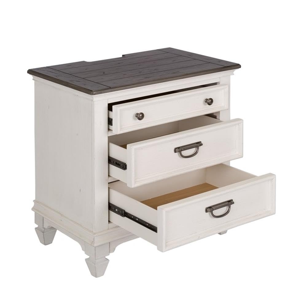 Alt View 3. Liberty Furniture Industries - Night Stand w/ Charging Station - White.