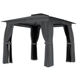 Outsunny - x 10' Outdoor Patio Gazebo, Soft Top Gazebo Canopy Shelter with Curtains, Netting, Steel Frame, Hook