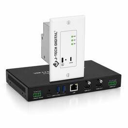 J-Tech Digital - USB 3.2 Wallplate Extender Kit over HDBaseT Cat6A with USB-C Input & Dual HDMI 4K 60Hz Outputs - Black