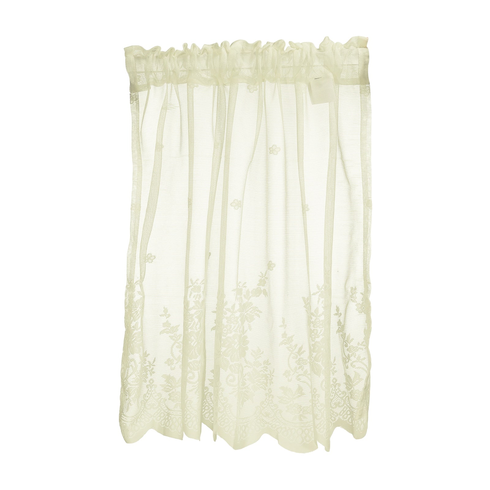 Unique Bargains - Window Valance Curtains, 29x24 Inch, Lace Floral Embroidery, Light Filtering Sheer for Bedroom Bathroom Living Room - Beige