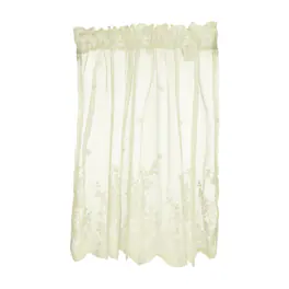 Unique Bargains - Window Valance Curtains, 29x24 Inch, Lace Floral Embroidery, Light Filtering Sheer for Bedroom Bathroom Living Room - Beige