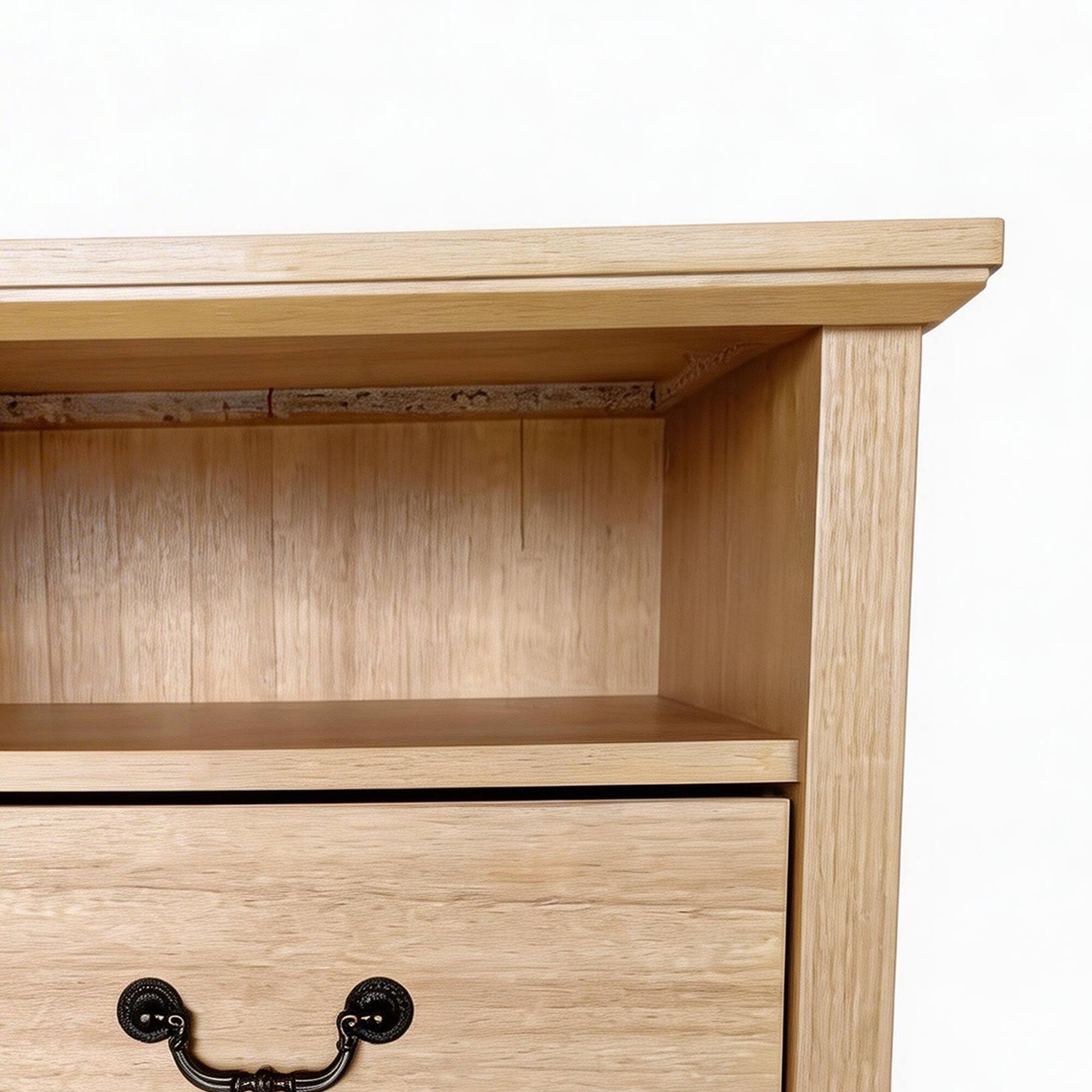 Alt View 2. Vaczon - Rustic Natural Nightstands (Set of 2) with Open Shelf and 2 Drawers - Natural.