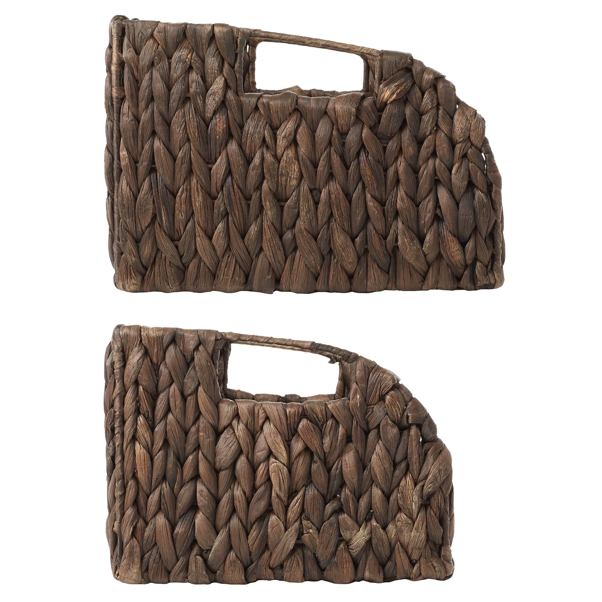 Alt View 3. Casafield - 2pk Water Hyacinth Kitchen Pantry Basket Bins with Handles - Espresso - Hyacinth.