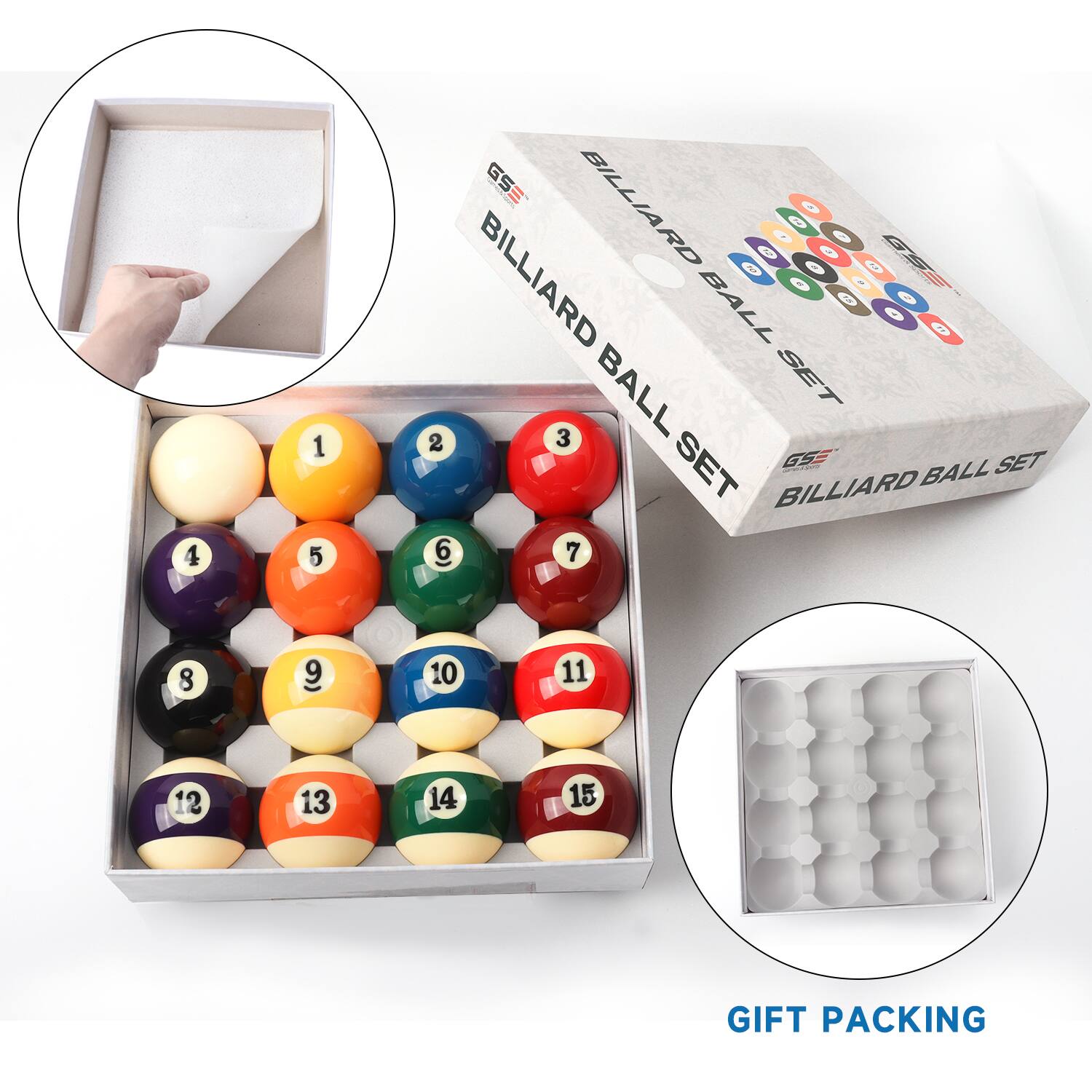 BILLIARD BALL SET, BILLIARD BALL SET, BILLIARD BALL SET, GIFT PACKING