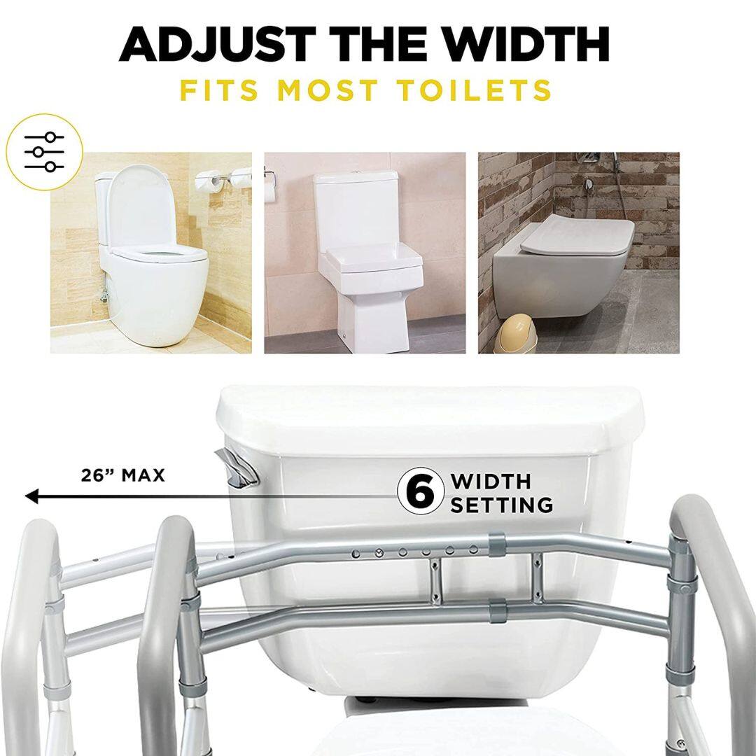 ADJUST THE WIDTH  
FITS MOST TOILETS  

26" MAX  
6 WIDTH SETTING