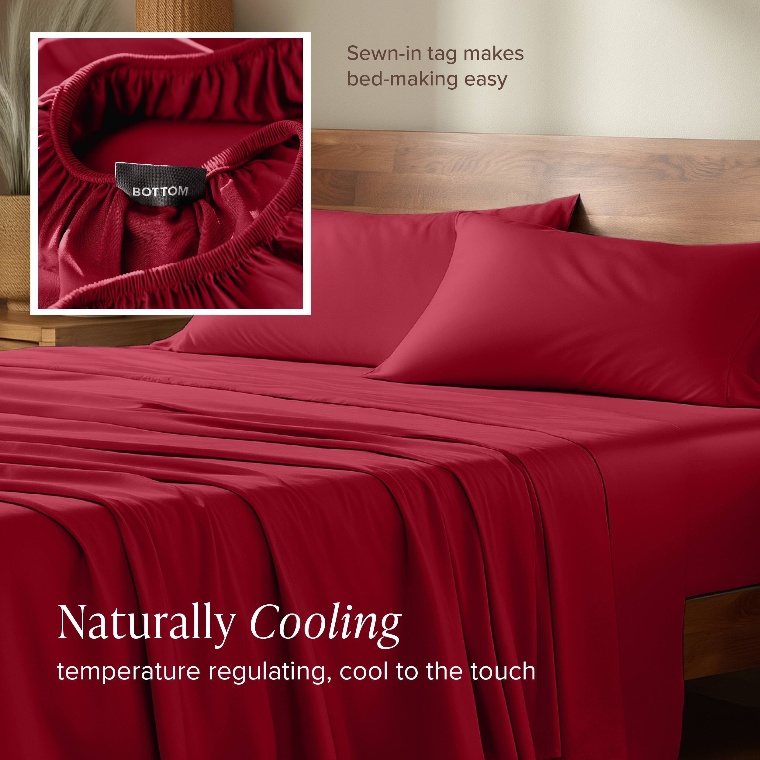 Sewn-in tag makes bed-making easy

Naturally Cooling
temperature regulating, cool to the touch