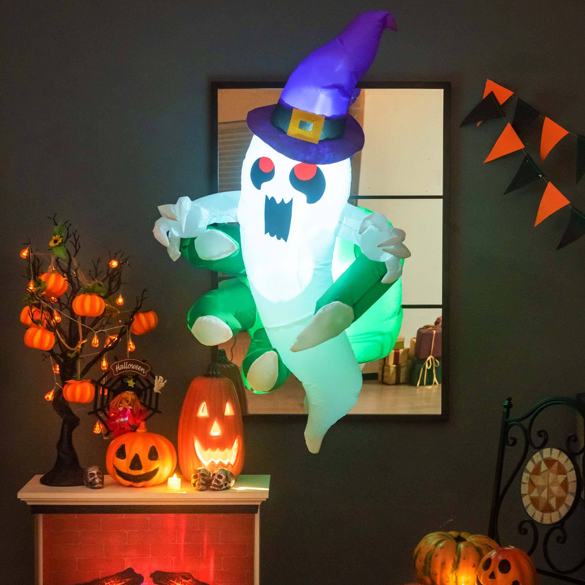 Alt View 2. Costway - Costway 3.6' Halloween Inflatable Ghost Indoor Outdoor Blow Up Flying Halloween Decor - Multicolor.