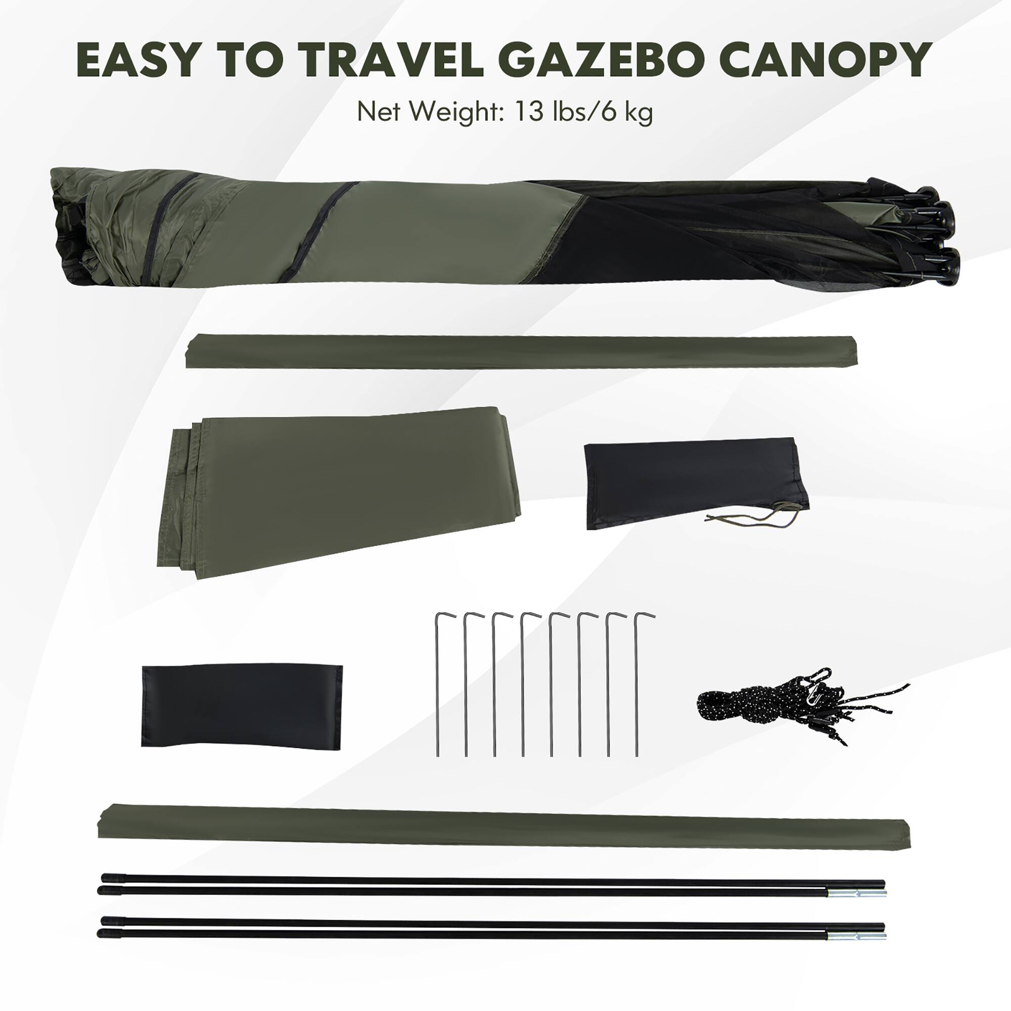 Easy to Travel Gazebo Canopy Net Weight: 13 lbs/6 kg