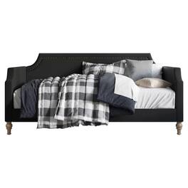 Hivvago - Twin size Polyester Fabric Upholstered Daybed with Nailhead Trim - Black