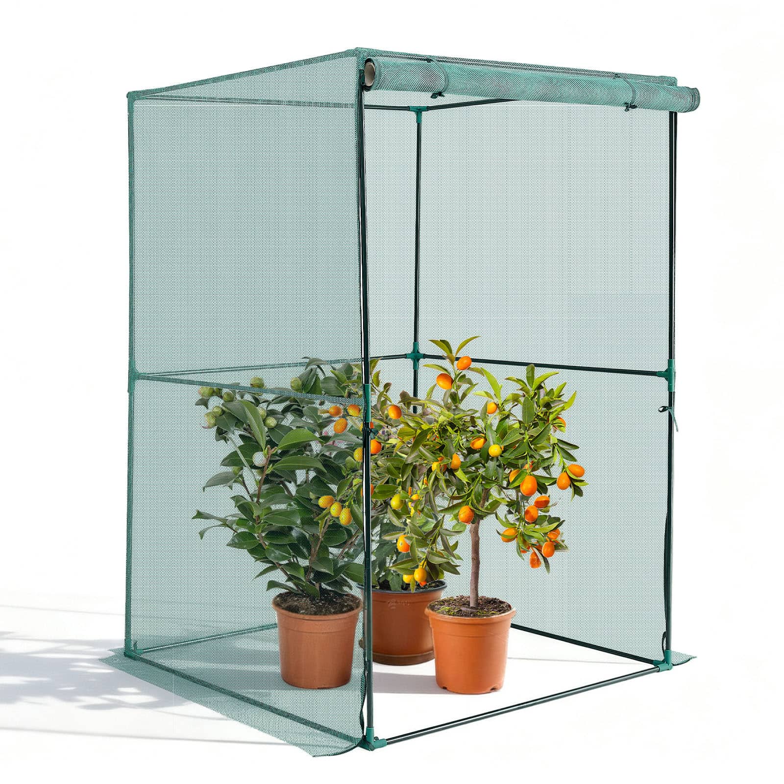VEVOR - Crop Cage, 3.9 x 3.9 x 5.9 ft Plant Protection Tent with Zippered Door, Wind-Resistant Tall Crop Cage, Easy to Install - Green + Black