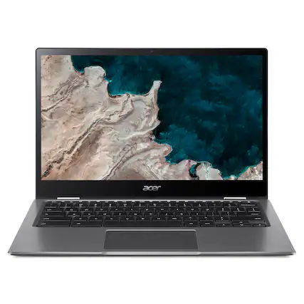 Front. Acer - Acer Spin - 13.3" Chromebook Qualcomm Kryo 468 2.1GHz 4GB RAM 64GB FLASH Chrome - Refurbished - Steel Gray.